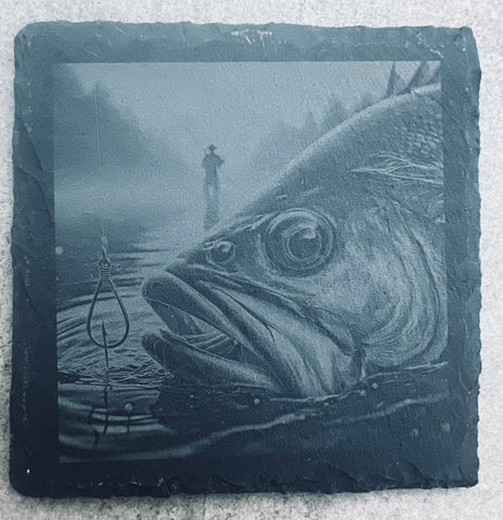 Fishing bass - Slate Coasters-Set of 4