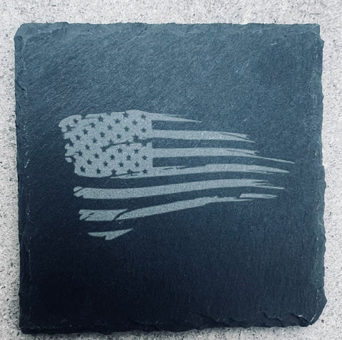 Distressed Flag - Slate Coasters-Set of 4